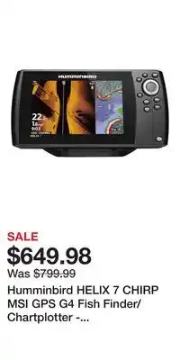 Cabela's Humminbird HELIX 7 CHIRP MSI GPS G4 Fish Finder/Chartplotter - Non-Network Compatible offer