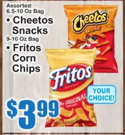SuperFresh Assorted: 6.5-10 Oz Bag • Cheetos Snacks 9-10 Oz Bag • Fritos Corn Chips offer