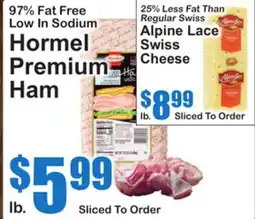 SuperFresh Alpine Lace Swiss Cheese, Hormel Premium Ham offer