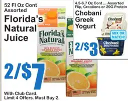 SuperFresh Florida's Natural Juice, Chobani Greek Yogurt offer
