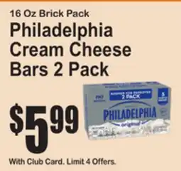 SuperFresh 16 Oz Brick Pack Philadelphia Cream Cheese Bars offer