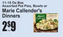 SuperFresh 11-15 Oz Box Assorted Pot Pies, Bowls or Marie Callender's Dinners offer