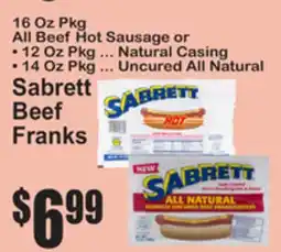 SuperFresh Sabrett Beef Franks offer