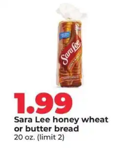 Hy-Vee Sara Lee honey wheat or butter bread offer