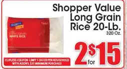 Supremo Foods Inc Shopper Value Long Grain Rice 20-Lb offer