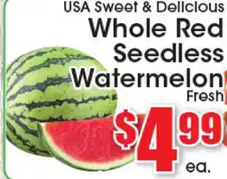Supremo Foods Inc USA Sweet & Delicious Whole Red Seedless Watermelon offer