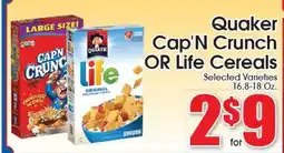Supremo Foods Inc Quaker Cap'N Crunch OR Life Cereals offer