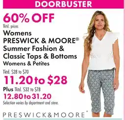 Boscov's Womens PRESWICK & MOORE Summer Fashion & Classic Tops & Bottoms Womens & Petites offer
