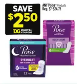 Dollar General ANY Poise Products offer