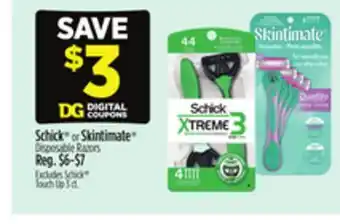 Dollar General Schick or Skintimate Disposable Razors offer