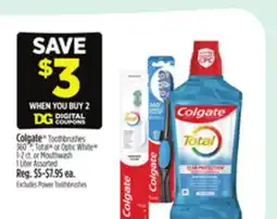 Dollar General Colgate Toothbrushes 360 ° , Total or Optic White 1-2 ct. or Mouthwash offer