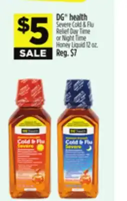 Dollar General DG health Severe Cold & Flu Relief Day Time or Night Time Honey Liquid offer