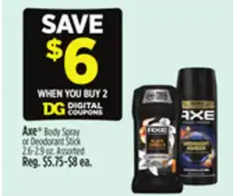 Dollar General Axe Body Spray or Deodorant Stick offer