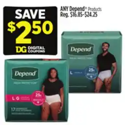 Dollar General ANY Depend Products offer