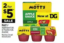 Dollar General Mott's Applesauce or Pouches offer