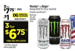 Dollar General Monster or Reign Energy Drink offer