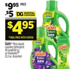 Dollar General Gain Plus Liquid Laundry Detergent or Fireworks offer
