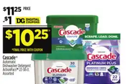 Dollar General Cascade Automatic Dishwasher Detergent offer