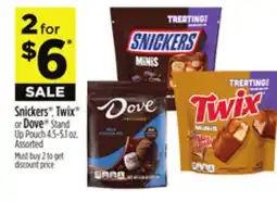 Dollar General Snickers , Twix or Dove Stand Up Pouch offer