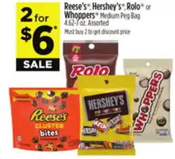 Dollar General Reese's , Hershey's , Rolo or Whoppers Medium Peg Bag offer