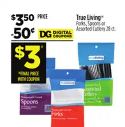 Dollar General True Living Forks, Spoons or Assorted Cutlery offer