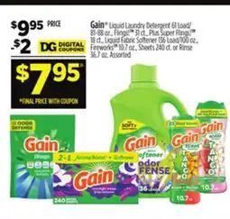 Dollar General Gain Liquid Laundry Detergent, Sheets or Rinse offer