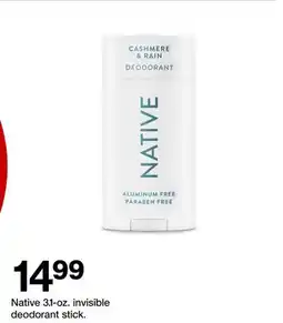 Target Native 3.1-oz. invisible deodorant stick offer