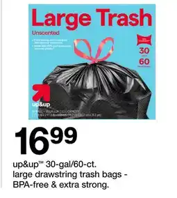 Target up & up 30-gal/60-ct. large drawstring trash bags - BPA-free & extra strong offer