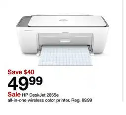 Target HP DeskJet 2855e all-in-one wireless color printer offer