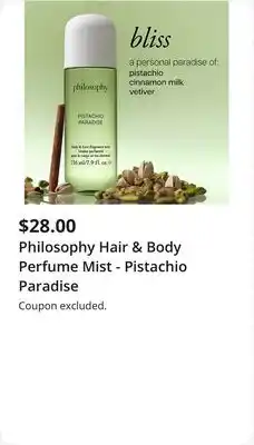 JC Penney Philosophy Hair & Body Perfume Mist - Pistachio Paradise offer