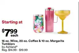 Michaels 16 oz. Wine 20 oz. Coffee & 10 oz. Margarita Tumblers by Ashland offer