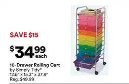 Michaels 10-Drawer rolling Cart by Simply Tidy offer