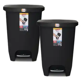 Walmart Glad Plastic Step Trash Can, 13 gal, Black, 2 Pack offer