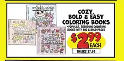 Ollie's COZY, BOLD & EASY COLORING BOOKS offer