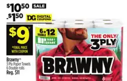 Dollar General Brawny 3 Ply Paper Towels 6 Double rolls offer