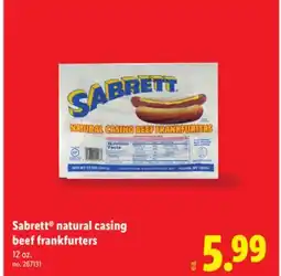 Lidl Sabrett natural casing beef frankfurters offer