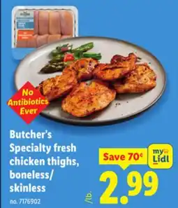 Lidl Butcher's Specialty fresh chicken thighs, boneless/skinless offer