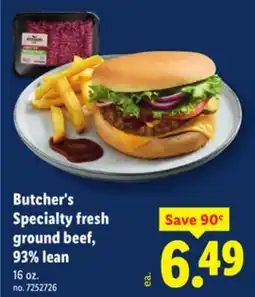 Lidl Butcher's Specialty fresh ground beef, 93% lean offer