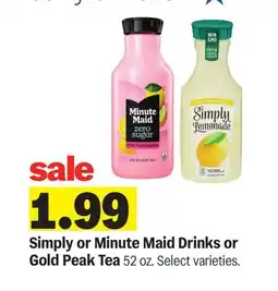 Meijer Simply or Minute Maid Drinks or Gold Peak Tea offer