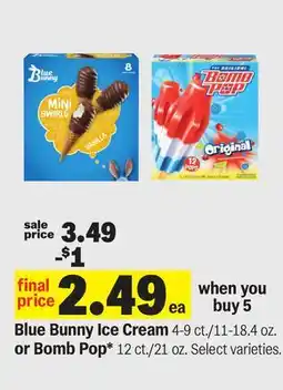 Meijer Blue Bunny Ice Cream 4-9 ct./11-18.4 oz. or Bomb Pop 12 ct./21 oz offer