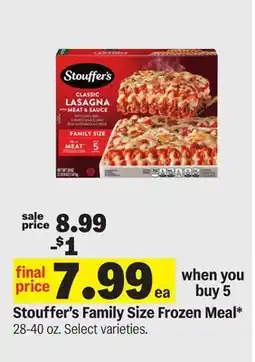 Meijer Stouffer's Family Size Frozen Meal offer