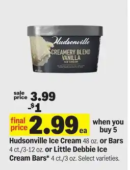 Meijer Hudsonville Ice Cream 48 oz. or Bars 4 ct./3-12 oz. or Little Debbie Ice Cream Bars* 4 ct./3 oz offer