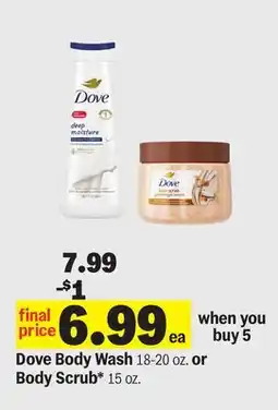 Meijer Dove Body Wash 18-20 oz. or Body Scrub* 15 oz offer
