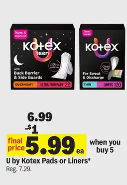 Meijer U by Kotex Pads or Liners offer