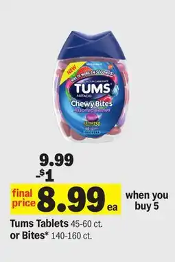 Meijer Tums Tablets 45-60 ct. or Bites* 140-160 ct offer