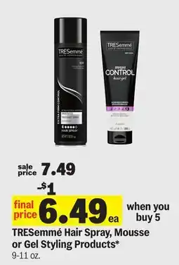 Meijer TRESemmé Hair Spray, Mousse or Gel Styling Products offer