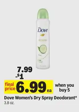 Meijer Dove Women's Dry Spray Deodorant offer