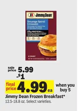 Meijer Jimmy Dean Frozen Breakfast offer