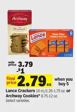 Meijer Lance Crackers 10 ct./1.25-1.75 oz. or Archway Cookies 8.75-12 oz offer