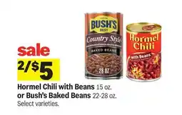 Meijer Hormel Chili with Beans 15 oz. or Bush's Baked Beans 22-28 oz offer